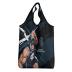 Carlton Football Club Grocery Bag Blues Muscular Mascot Graphic - Abstract Paint Splatter Art