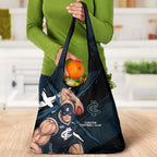 Carlton Football Club Grocery Bag Blues Muscular Mascot Graphic - Abstract Paint Splatter Art