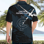 Carlton Football Club Hawaiian Shirt Blues Muscular Mascot Graphic - Abstract Paint Splatter Art