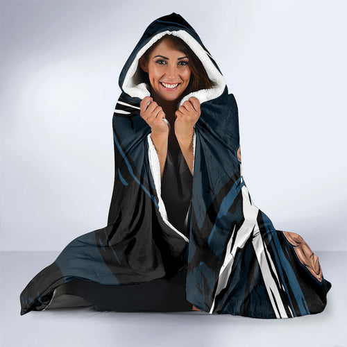 Carlton Football Club Hooded Blanket Blues Muscular Mascot Graphic - Abstract Paint Splatter Art