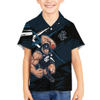 Carlton Football Club Kid Hawaiian Shirt Blues Muscular Mascot Graphic - Abstract Paint Splatter Art