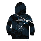 Carlton Football Club Kid Hoodie Blues Muscular Mascot Graphic - Abstract Paint Splatter Art