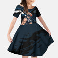 Carlton Football Club Kid Short Sleeve Dress Blues Muscular Mascot Graphic - Abstract Paint Splatter Art
