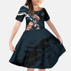 Carlton Football Club Kid Short Sleeve Dress Blues Muscular Mascot Graphic - Abstract Paint Splatter Art