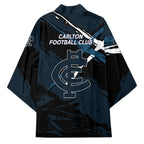 Carlton Football Club Kimono Blues Muscular Mascot Graphic - Abstract Paint Splatter Art