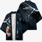 Carlton Football Club Kimono Blues Muscular Mascot Graphic - Abstract Paint Splatter Art