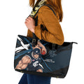 Carlton Football Club Leather Tote Bag Blues Muscular Mascot Graphic - Abstract Paint Splatter Art
