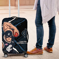 Carlton Football Club Luggage Cover Blues Muscular Mascot Graphic - Abstract Paint Splatter Art
