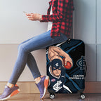 Carlton Football Club Luggage Cover Blues Muscular Mascot Graphic - Abstract Paint Splatter Art