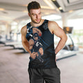 Carlton Football Club Men Tank Top Blues Muscular Mascot Graphic - Abstract Paint Splatter Art