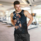 Carlton Football Club Men Tank Top Blues Muscular Mascot Graphic - Abstract Paint Splatter Art