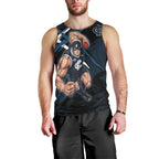 Carlton Football Club Men Tank Top Blues Muscular Mascot Graphic - Abstract Paint Splatter Art