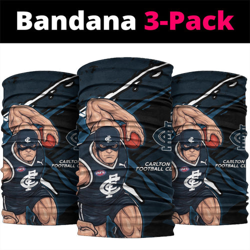 Carlton Football Club Neck Gaiter Blues Muscular Mascot Graphic - Abstract Paint Splatter Art
