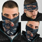 Carlton Football Club Neck Gaiter Blues Muscular Mascot Graphic - Abstract Paint Splatter Art