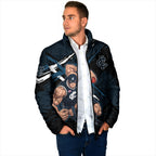 Carlton Football Club Padded Jacket Blues Muscular Mascot Graphic - Abstract Paint Splatter Art