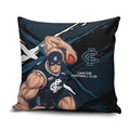 Carlton Football Club Pillow Cover Blues Muscular Mascot Graphic - Abstract Paint Splatter Art