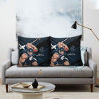 Carlton Football Club Pillow Cover Blues Muscular Mascot Graphic - Abstract Paint Splatter Art
