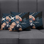 Carlton Football Club Pillow Cover Blues Muscular Mascot Graphic - Abstract Paint Splatter Art