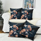 Carlton Football Club Pillow Cover Blues Muscular Mascot Graphic - Abstract Paint Splatter Art