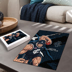 Carlton Football Club Puzzle Blues Muscular Mascot Graphic - Abstract Paint Splatter Art