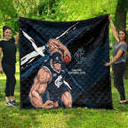 Carlton Football Club Quilt Blues Muscular Mascot Graphic - Abstract Paint Splatter Art