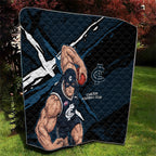 Carlton Football Club Quilt Blues Muscular Mascot Graphic - Abstract Paint Splatter Art