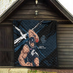 Carlton Football Club Quilt Blues Muscular Mascot Graphic - Abstract Paint Splatter Art