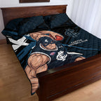 Carlton Football Club Quilt Bed Set Blues Muscular Mascot Graphic - Abstract Paint Splatter Art