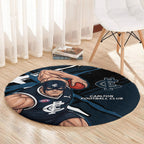 Carlton Football Club Round Carpet Blues Muscular Mascot Graphic - Abstract Paint Splatter Art