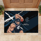 Carlton Football Club Rubber Doormat Blues Muscular Mascot Graphic - Abstract Paint Splatter Art
