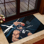 Carlton Football Club Rubber Doormat Blues Muscular Mascot Graphic - Abstract Paint Splatter Art