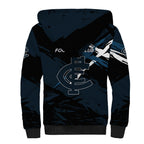 Carlton Football Club Sherpa Hoodie Blues Muscular Mascot Graphic - Abstract Paint Splatter Art