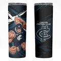 Carlton Football Club Skinny Tumbler Blues Muscular Mascot Graphic - Abstract Paint Splatter Art