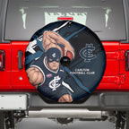 Carlton Football Club Spare Tire Cover Blues Muscular Mascot Graphic - Abstract Paint Splatter Art