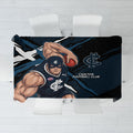 Carlton Football Club Tablecloth Blues Muscular Mascot Graphic - Abstract Paint Splatter Art