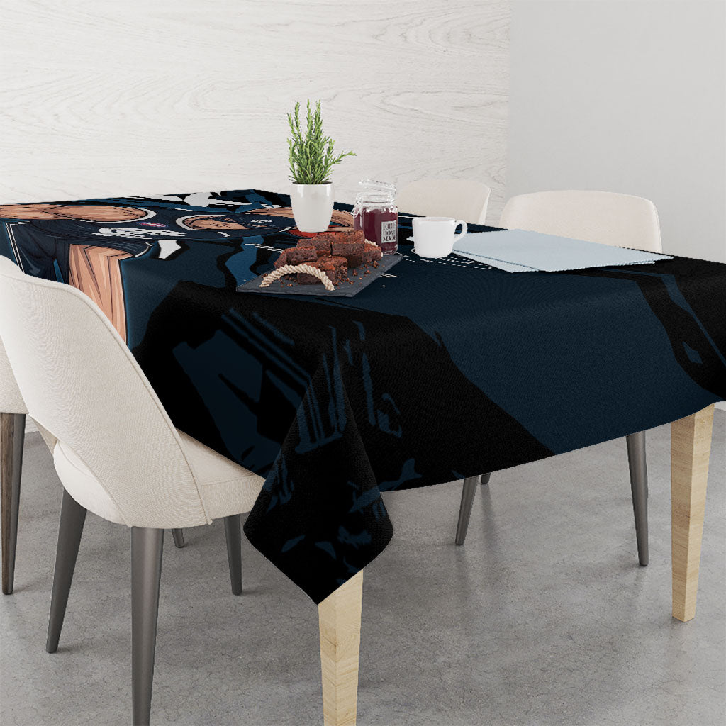 Carlton Football Club Tablecloth Blues Muscular Mascot Graphic - Abstract Paint Splatter Art