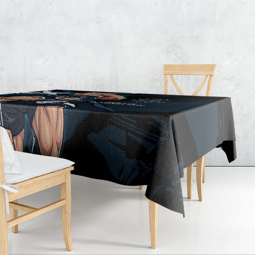 Carlton Football Club Tablecloth Blues Muscular Mascot Graphic - Abstract Paint Splatter Art