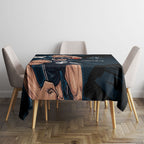 Carlton Football Club Tablecloth Blues Muscular Mascot Graphic - Abstract Paint Splatter Art