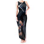 Carlton Football Club Tank Maxi Dress Blues Muscular Mascot Graphic - Abstract Paint Splatter Art