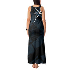 Carlton Football Club Tank Maxi Dress Blues Muscular Mascot Graphic - Abstract Paint Splatter Art