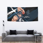 Carlton Football Club Tapestry Blues Muscular Mascot Graphic - Abstract Paint Splatter Art