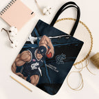 Carlton Football Club Tote Bag Blues Muscular Mascot Graphic - Abstract Paint Splatter Art