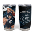 Carlton Football Club Tumbler Cup Blues Muscular Mascot Graphic - Abstract Paint Splatter Art