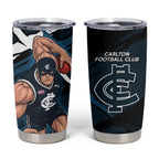 Carlton Football Club Tumbler Cup Blues Muscular Mascot Graphic - Abstract Paint Splatter Art