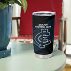 Carlton Football Club Tumbler Cup Blues Muscular Mascot Graphic - Abstract Paint Splatter Art