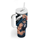 Carlton Football Club Tumbler With Handle Blues Muscular Mascot Graphic - Abstract Paint Splatter Art