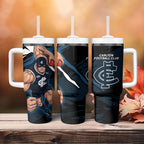 Carlton Football Club Tumbler With Handle Blues Muscular Mascot Graphic - Abstract Paint Splatter Art