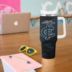 Carlton Football Club Tumbler With Handle Blues Muscular Mascot Graphic - Abstract Paint Splatter Art