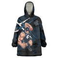 Carlton Football Club Wearable Blanket Hoodie Blues Muscular Mascot Graphic - Abstract Paint Splatter Art