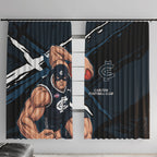 Carlton Football Club Window Curtain Blues Muscular Mascot Graphic - Abstract Paint Splatter Art